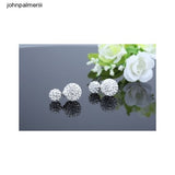 Fashion Womens 925 sterling Silver Double Crystal Ball Ear stud Earrings Jewelry