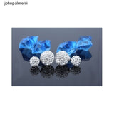 Fashion Womens 925 sterling Silver Double Crystal Ball Ear stud Earrings Jewelry